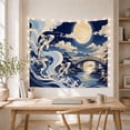 thumbnail image 5 of Koi Fish Among Waves with Full Moon and Bridge, Serene Japanese Inspired for Ocean Lovers, Asian Wall Art Decor, Housewarming Gift Tapestry Wall Hanging for Bedroom and Living Room, 5 of 7