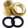thumbnail image 3 of 3/4 Inch (20/27) High Quality Stainless Steel Brass Bulkhead Fitting + 2x Free Rubber Gaskets, Bulkhead Fitting for Water Faucets, Rain Barrel, Container, IBC Tank, 3 of 5