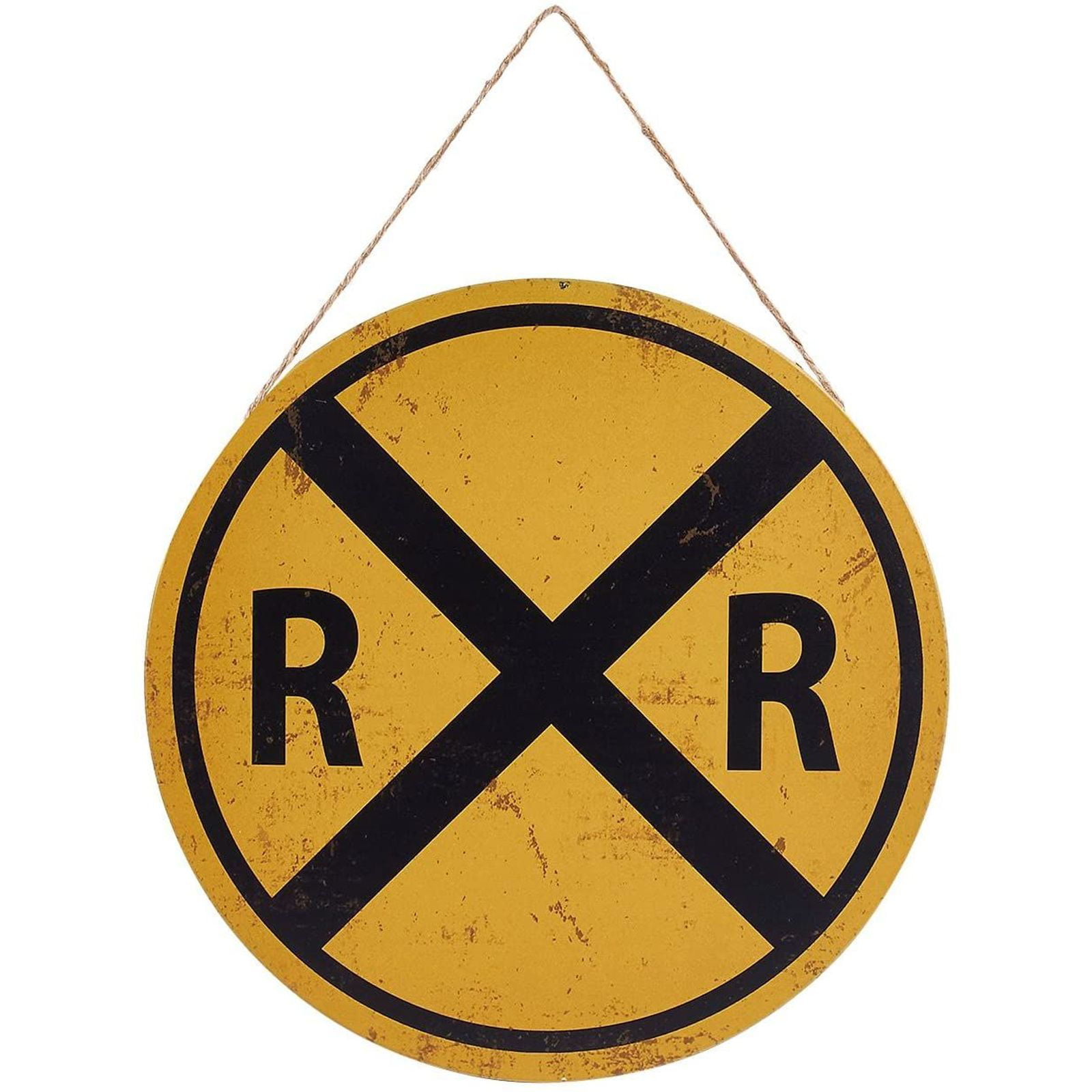 Railroad Crossing RXR 12" Round Tin Metal Sign Nostalgic Retro Home Wall Decor 