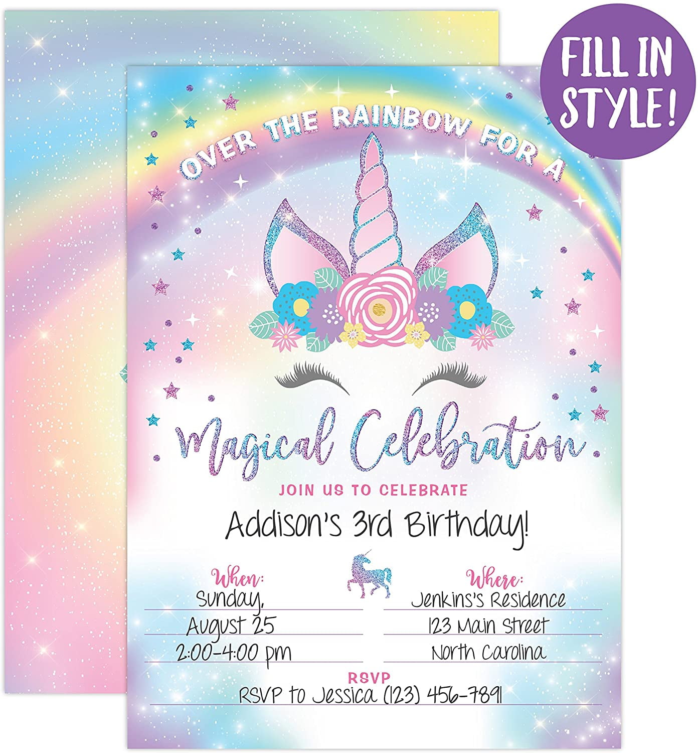 Invitations & Announcements Invitations Sleeping Unicorn Birthday Party