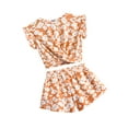 thumbnail image 4 of Arshiner Girls Shorts Sets 2 Pieces Outfits Twist Front Ruffle Sleeve T-Shirts and Shorts With Pockets Cute Clothes Sets, 4 of 7