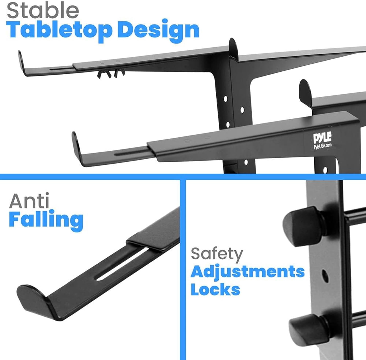 Portable Dual Laptop Stand - Standing Table with Adjustable Height, Black