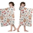 thumbnail image 4 of Pink and Blue Baseball Items Pattern Hooded Bath Towel，50"x30" for Ages 3 To 12 Kids, Quick Dry Lightweight Soft Microfiber Hood Beach Towel Cover Up for Kids, 4 of 7