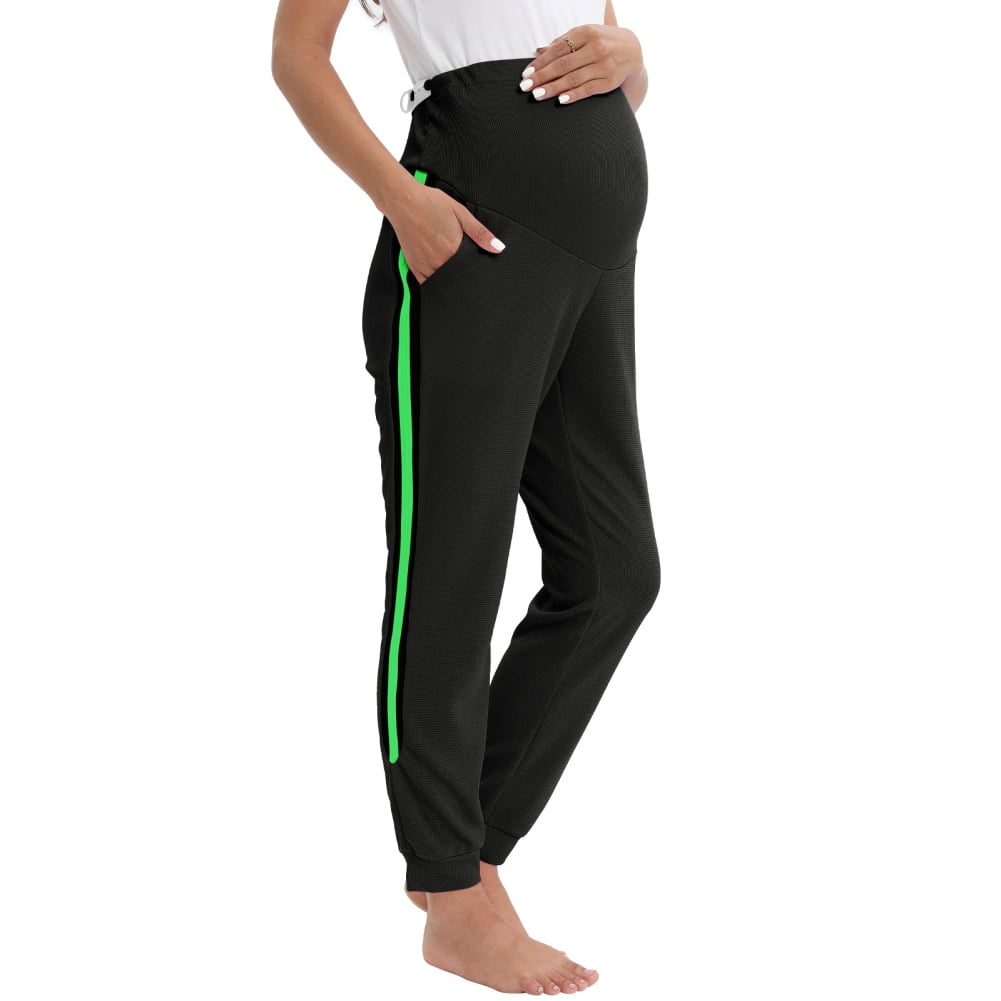 Xmarks Women's Maternity Joggers Pregnant Sweatpants Pants Casual Lounge  Over Belly Gym Black US 12 