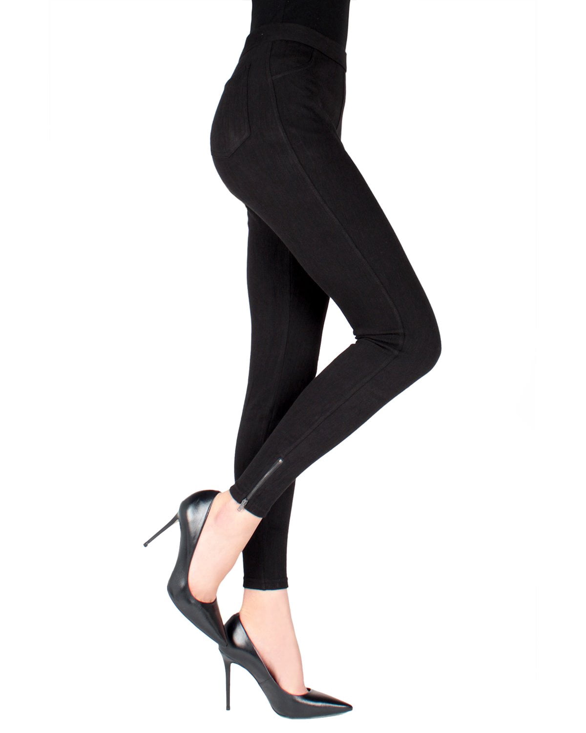 MeMoi Zipper Ankle Jean Leggings 