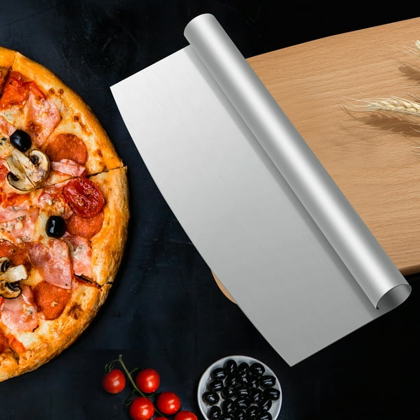 Ensemble couteau à pizza et spatule, manche en caoutchouc et plastique,  couteau à gâteau rond, trancheuse à pizza en acier inoxydable de qualité