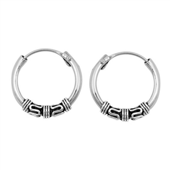Sterling Silver Boho Hoop Wavy Wrap Statement Earrings 925 New Jewelry Female Unisex