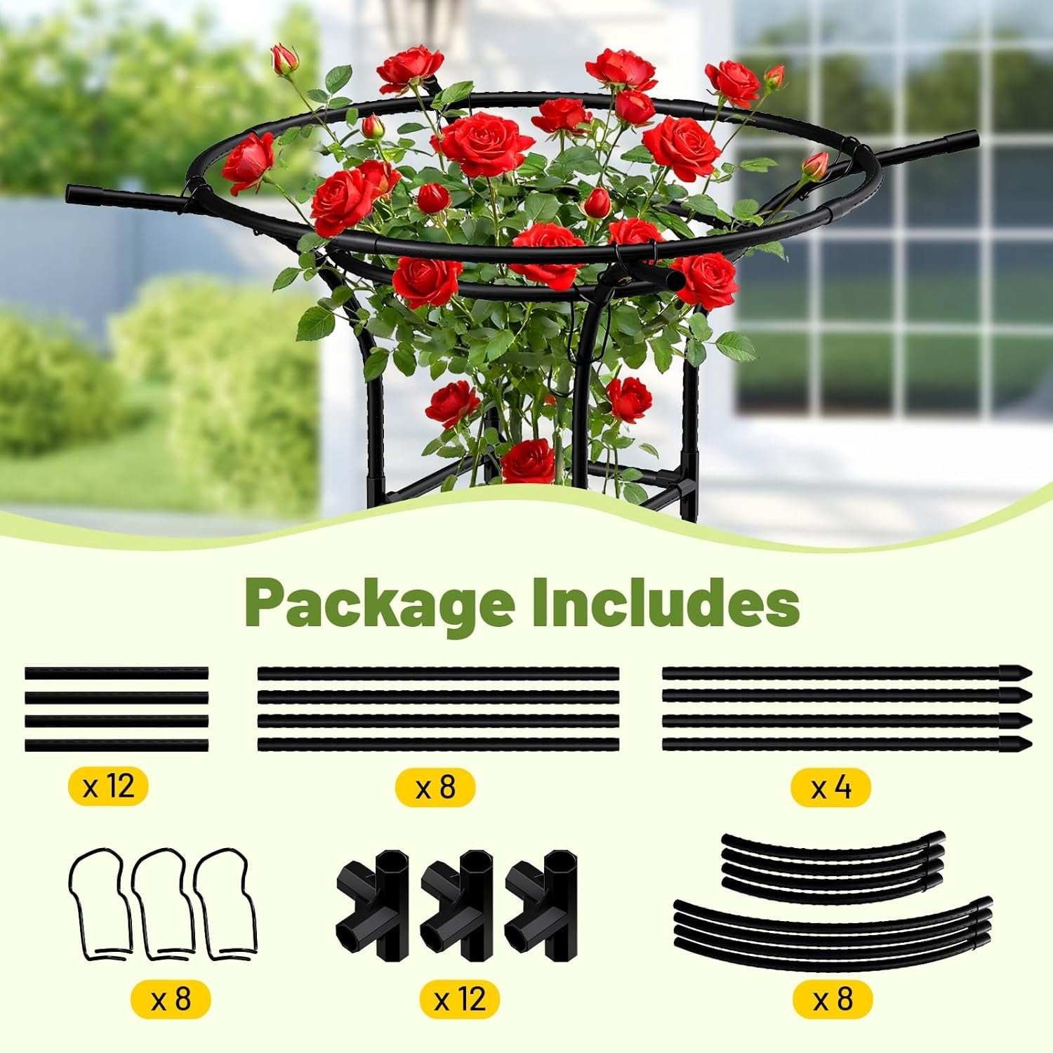 MQHUAYU Mushroom Top Garden Obelisk Trellis, Heavy Duty Rust-Proof Plant Support for Climbing Plants, Cucumber Pea Rose