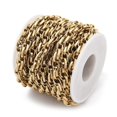 thumbnail image 2 of Ion Plating(IP) 304 Stainless Steel Rope Chains UnSoldered with Spool Real 18K Gold Plated 10x7x2mm, 2 of 3