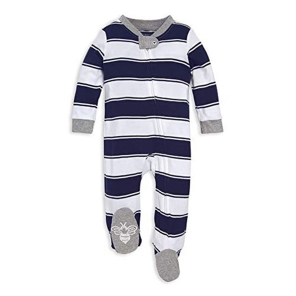 Pijama Burt's Bees Baby 100% Algodón Orgánico Rayas Azul Marino 3M