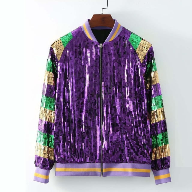 LOVZFMLL Vestes pour Femmes à Paillettes à Col Rabattu Manches Longues avec Franges