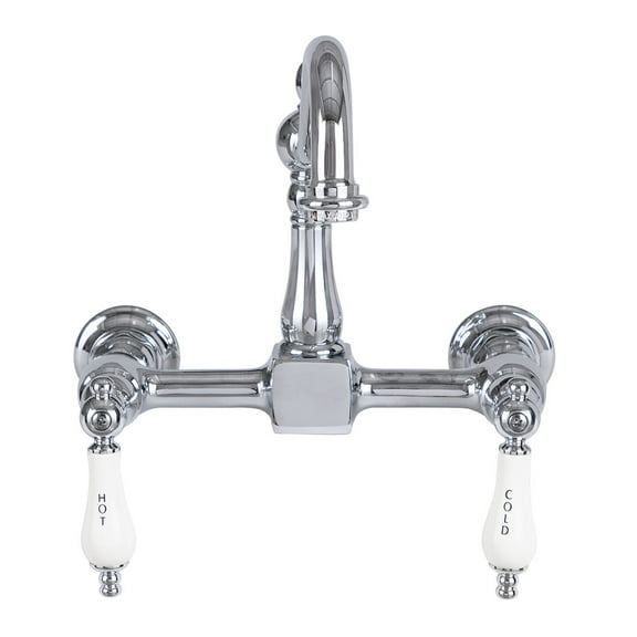 Wall Mounted Bridge Utility Faucet - Porcelain Lever Handles