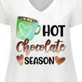 thumbnail image 4 of Inktastic Hot Chocolate Season with Green Mug and Hearts Women's Plus Size V-Neck T-Shirt, 4 of 5