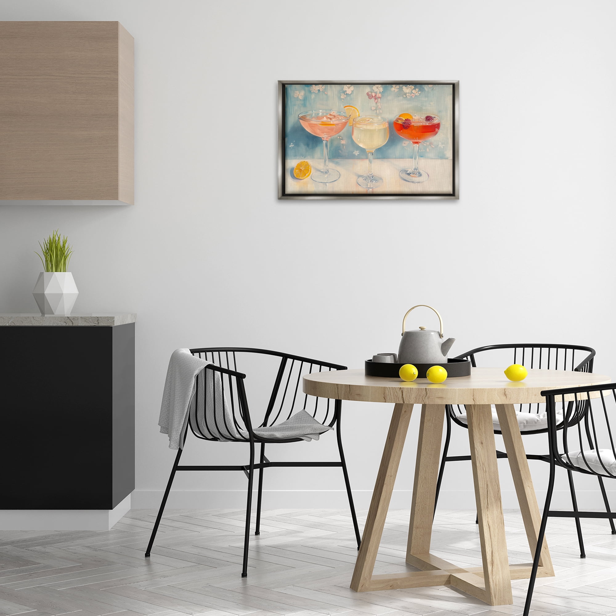 Stupell Industries Fun Fruity Cocktails Food & Beverage Painting Gray Floater Framed Canvas Art Print Wall Art, 25 x 17