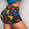 thumbnail image 4 of Rateoe Dinosaurs in Space Printed Power Workout Shorts for Women Tummy Control Squat Proof Ribbed Thick Seamless Scrunch Active Short-XX-Large, 4 of 8
