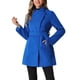 thumbnail image 1 of Abrigo largo de invierno con cinturón para mujer, clásico, de cuello alto, de manga larga, color azul, 1 of 6