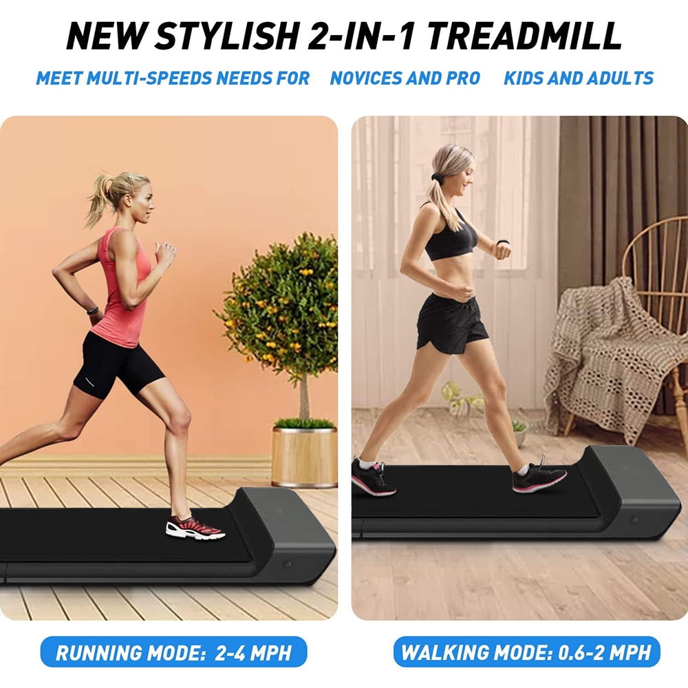 Foldable Fitness Treadmill for Home, Under Desk Treadmill Walking Pad Treadmill with LED Display, Slim & Portable Exercise Jogging Treadmill with Remote, 0-3.72mile/H, Installation-Free, Black, SS1066