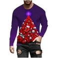 thumbnail image 6 of Feancey Mens Long Sleeve Holiday T Shirts Novelty Christmas Tree Print Crewneck Pullovers Big and Tall Fashion Xmas Graphic Tees Lightweight Sweatshirt Purple XXL, 6 of 6
