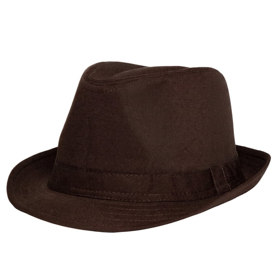 Brown Fedora Hat Unisex Classic Trilby Dress Costume Party Fashion Cap for Men Women Casual Formal Outfits