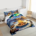 thumbnail image 3 of Homewish Christmas Winter Cabin Bedding Comforter Set, Winter Mystic Aurora Twin Comforter Sets, Jungle Reindeer Wolf Reversible Bedding Set, Super Cozy Room Decor, 2pcs, 3 of 8