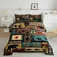 thumbnail image 2 of Feelyou Rustic Deer Bear Queen Comforter Set, Vintage Bohemian Aztec Bedding Sets, Hippie Western Animal Reversible Bedding Comforter Set, Microfiber Bedroom Decor, 3-Piece, 2 of 8