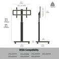 thumbnail image 2 of FITUEYES Rolling TV Floor Stand for 32 - 70 Inch TVs,  with Upgraded 360° rotating wheels, Tall Height Adjustable Mobile TV Stand for Bedroom, Corner, Dorm, Hold up to 88 lbs,Black, 2 of 9