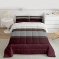 thumbnail image 3 of Manfei Girly Maroon Stripes Queen Comforter Set for Female, Modern Abstract Ombre Bedding Sets, Chic Fashion Artwork Reversible Bedding Comforter Set, Luxury Bedroom Decor, 3pcs, 3 of 9