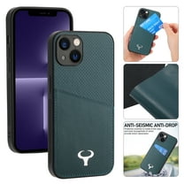 Dteck for iPhone 13 6.1 Inch Luxury Business Case with Card Slot, Top Layer Cowhide Leather Cover Anti-Fingerprint Scratch Resistant Shockproof Case Support Wireless Charging for iPhone 13,Green