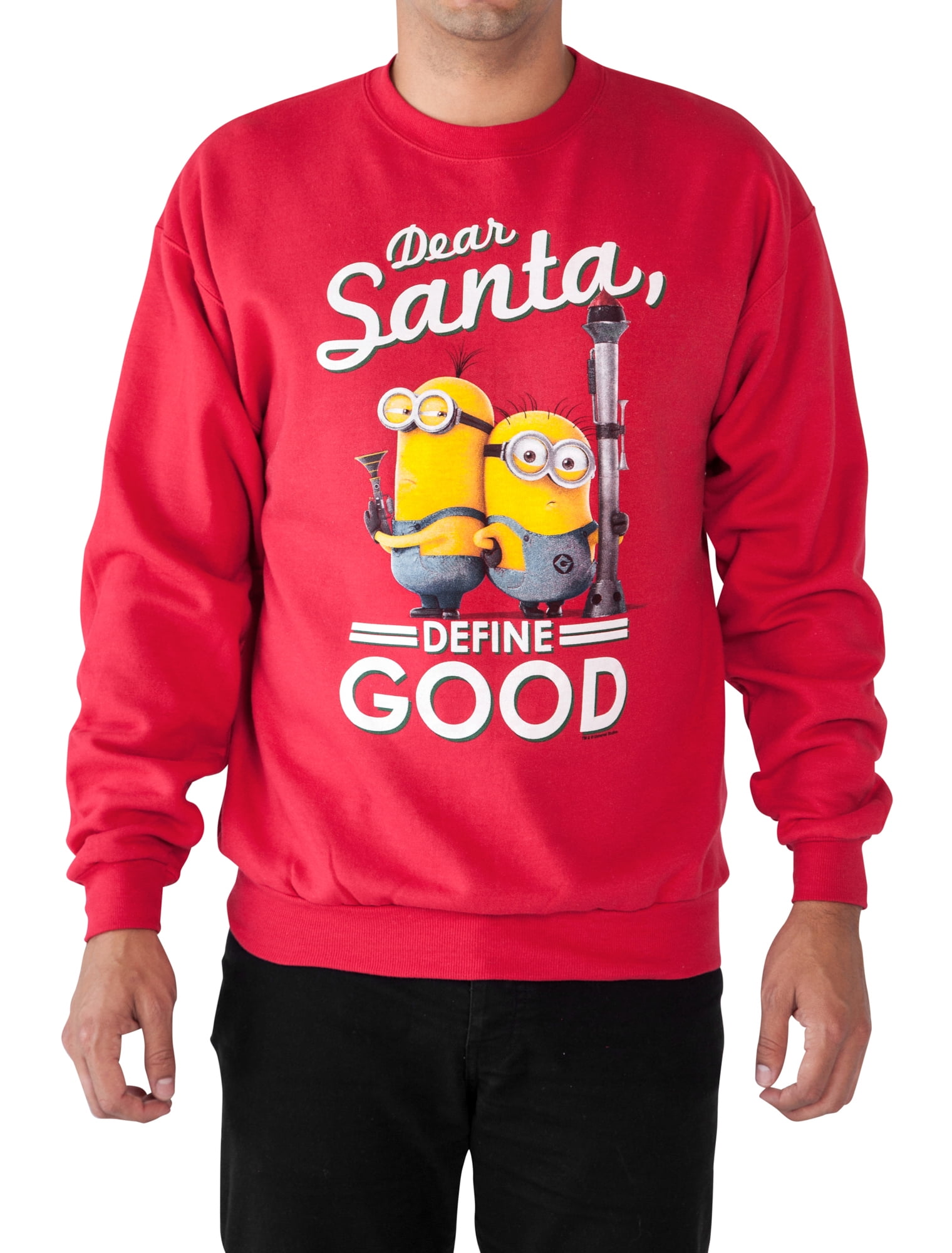 Men's Minions Dear Santa Christmas Sweatshirt Red Size Medium Walmart