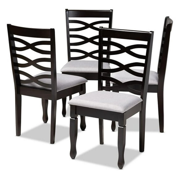 Bowery Hill Fabric and Wood Dining Chairs in Gray and Brown (Set of 4)