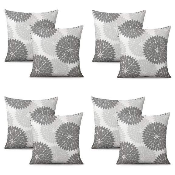 Set Of 4 Floral Burst Style Pillow Covers 20x20 Inch Linen Decorative Square Throw Pillow Covers for Living Room Sofa Couch Decoration