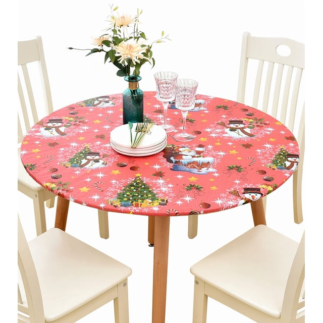 Mantel Rally Home Goods de vinilo con diseño de muñeco de nieve rojo navideño, 92 a 107 cm