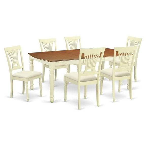 East West Furniture DOPL7-WHI-C 7 Pc dinette set -Dining Table and 6 Dining Chairs