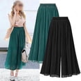 thumbnail image 1 of Women's Large Loose Wide Leg Pants Pleated High Waist Chiffon Pants Casual, 1 of 3