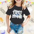 thumbnail image 2 of T-shirt à Manches Courtes pour Préadolescentes, Haut Décontracté à Imprimé de Dessins Animés, Col Ras du Cou pour l'École, Vêtements pour Enfants, Noir, Taille 10-11T, 2 of 4