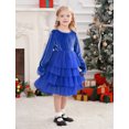 thumbnail image 6 of IDOPIP Toddler Baby Girls Christmas Velvet Dress Long Sleeve Ruffle Tulle Princess Dress, 6 of 9