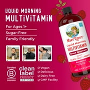 MaryRuths Morning Multivitamin Liquid, Raspberry Flavor, Vegan, Non-GMO, Unisex, with Vitamins C and D, 1 Count, 32 fl oz