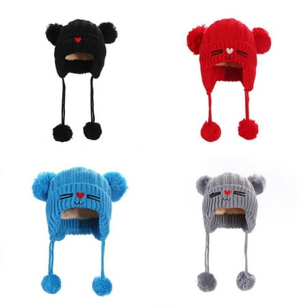 - Zerone Baby Winter Warm Hat Infant Toddler Knitted Crochet Earflap Hat Autumn Winter Warm Cap Balls Cat Decoration, Toddler Knitted Cap, Infant Hat