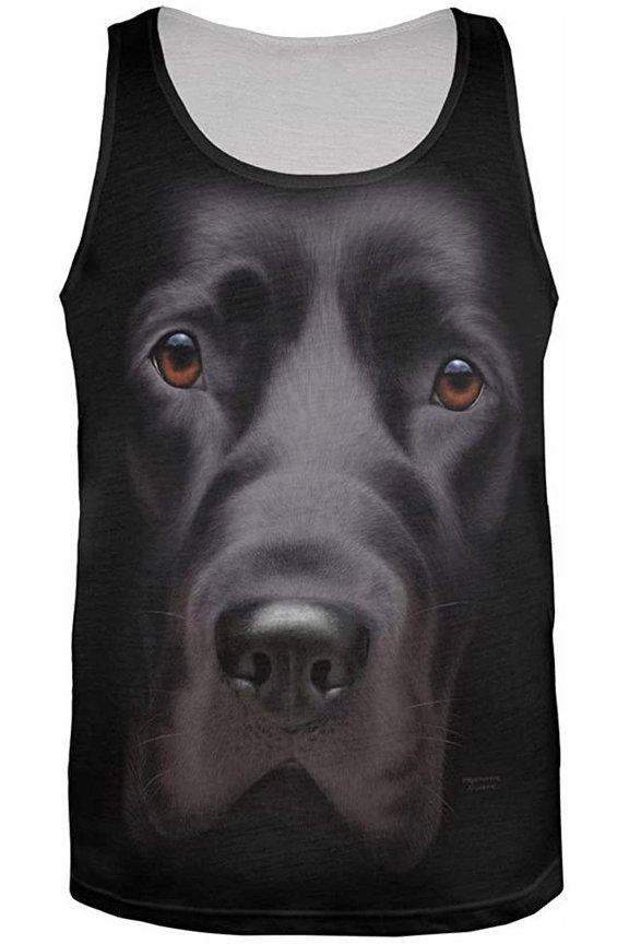 Black Lab Dog Face All Over Adult Tank Top - X-Large