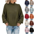 thumbnail image 1 of LOVZFMLL Women's Sweaters, Turtleneck Ribbed Pullover Solid Color Casual Basic Everyday Loose Tops Warm Fall Winter Clothes, 1 of 1