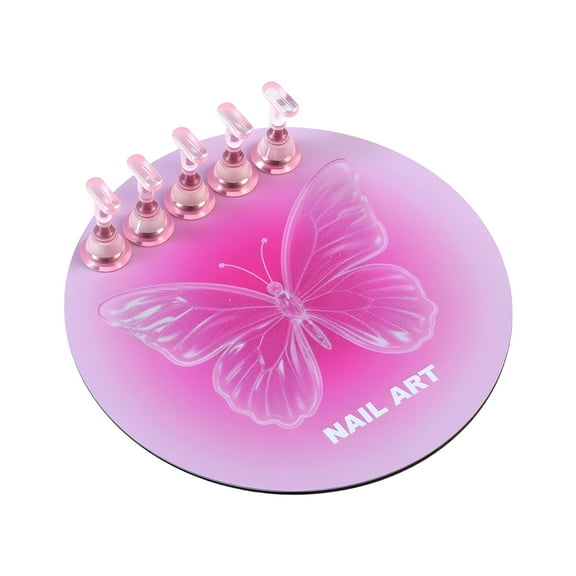 Reusable Nails Display Stand with Multicolor Acrylic Hooks, Anti-Fall Alloy Base for Manicure Training & Decoration