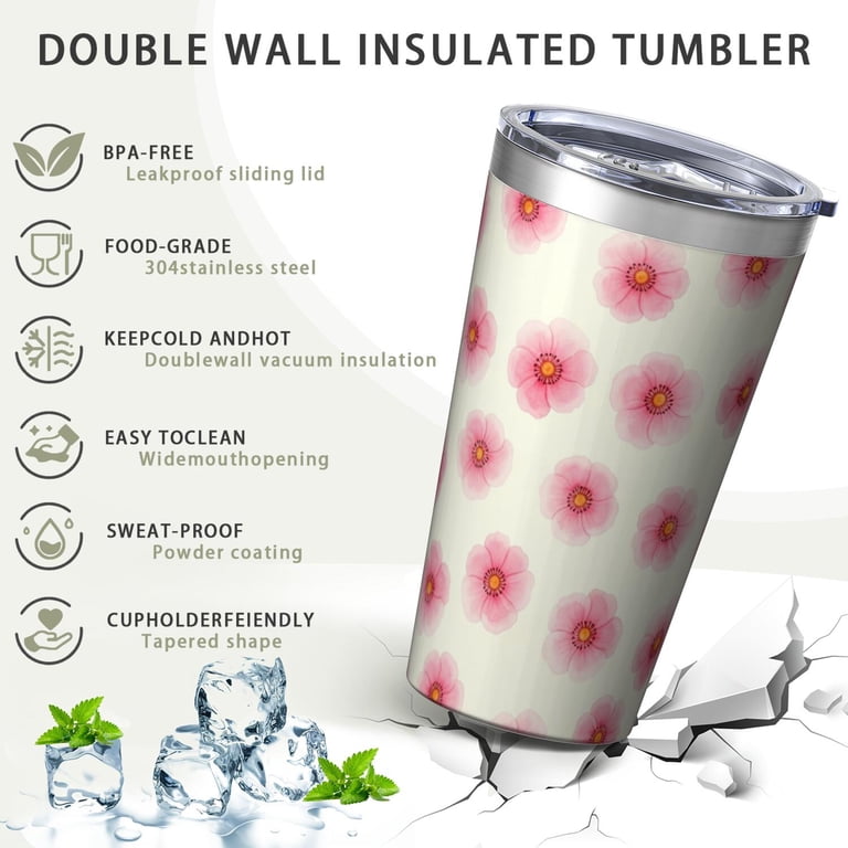 Pioneer Flower Floral Print Pattern OneSize Insulated Car Tumbler 1 ...
