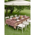 thumbnail image 4 of Outdoor Tablecloths with Umbrella Hole & Zipper, Vintage Texas Star Brown Rectangle Tablecloth 60x120 Inch, Red Plaid Berry Farmhouse Waterproof Table Cloth, Patio/Pool/Picnic Table Covers, 4 of 8