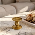 thumbnail image 3 of Vintage Metal Candle Holder - Short Iron Candlestick Stand for Wedding, Dinner Party & Home Decor - Elegant Decorative Centerpiece for Tables - Ideal Gift for Any Occasion Gold, 3 of 4