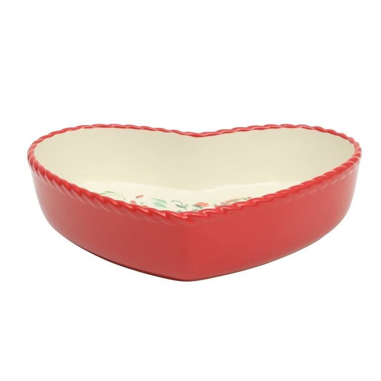 Premier Housewares Sweet Heart Stoneware Baking Dish, Red, 1.4 Litre - Oven, Microwave & Dishwasher Safe