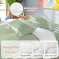 thumbnail image 2 of Sage Green Bedding Duvet Cover Set Full Size 4 Pieces White Striped Soft Twill Plush Quilt Cover, Include 1 Duvet Cover 1 Flat Sheet And 2 Pillow, 2 of 7
