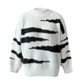 thumbnail image 4 of IROINNID Reduced Womens Sweater Round Neckline Pullover Sweater Stripes Loose Mid-Length Long Sleeve Irregular Sweater Top, 4 of 8