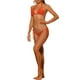 thumbnail image 2 of INSPIRAR CHIC Conjuntos de Bikini de Mujer con Halter y Lazo Lateral de 2 Piezas, Parte Inferior Triangular de Cintura Baja, Traje de Baño Básico en Naranja Medio, 2 of 4