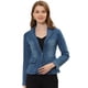 thumbnail image 1 of Allegra K Chaqueta de mezclilla lavada de manga larga con botones y solapa con muesca para mujer Azules XS, 1 of 5