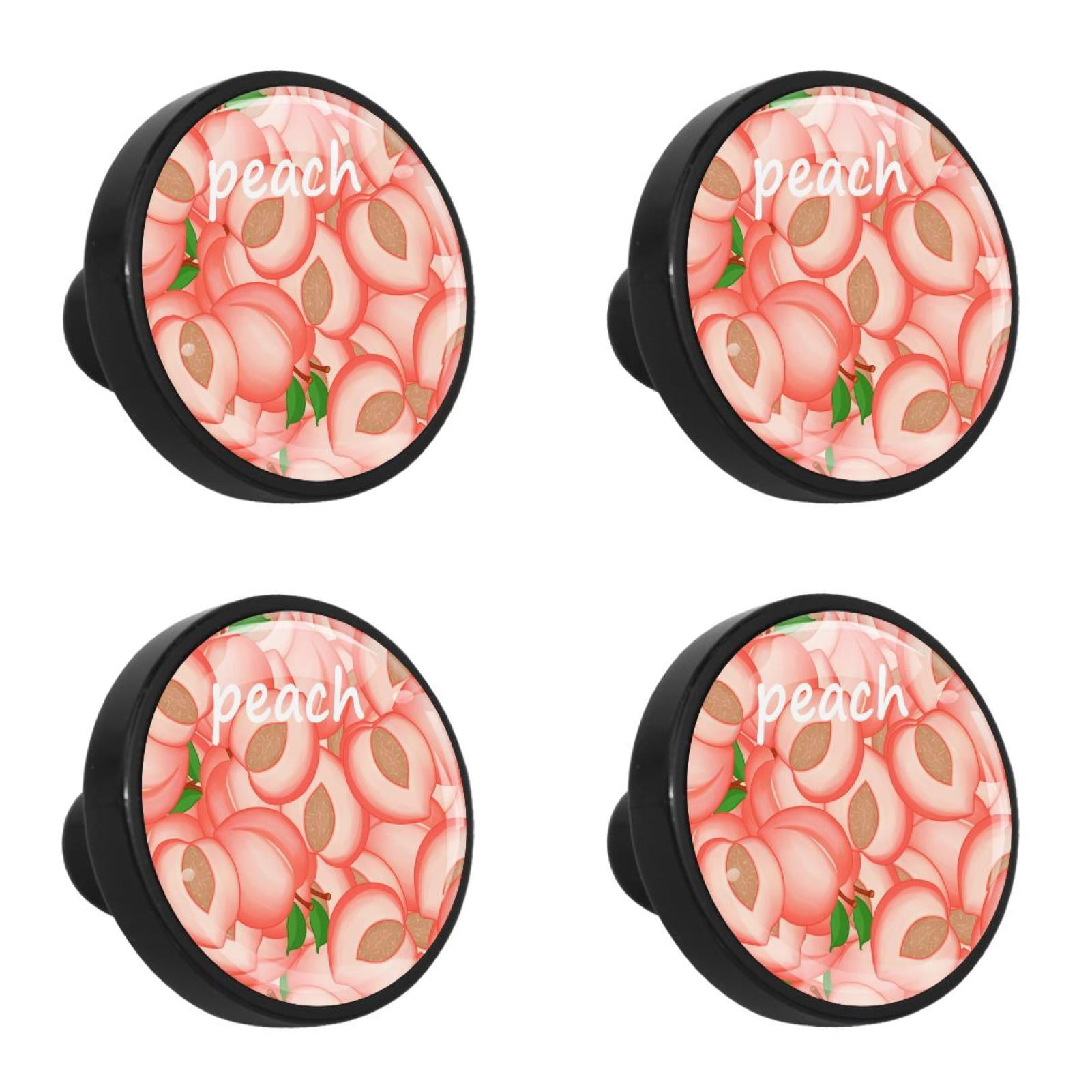 4 Pcs Peach Knobs for Kitchen Cupboard Dresser Bookcase Drawer Pulls Handles Round Home